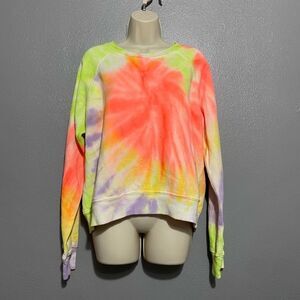 RE/DONE Hanes Classic Raglan Crewneck Neon Spiral Dye SIZE L